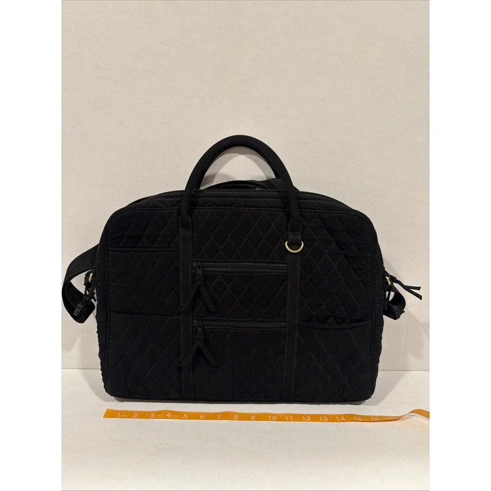 Vera Bradley Quilted Black MicrofiberComputer Laptop Bag CommuterBriefcase 16x12
